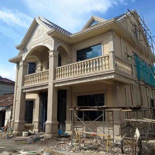 常州 黄金麻花岗岩石材私人别墅雕花门楼柱阳台栏杆