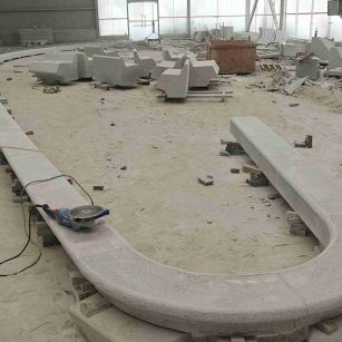 常州 芝麻白花岗岩弧形花坛石，坐凳石