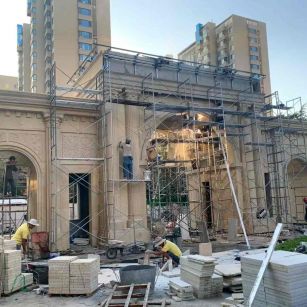 常州 黄金麻荔枝面花岗岩小区门楼外墙干挂