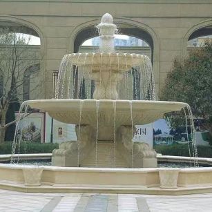 常州 黄金麻花岗岩异型加工——户外庭院石雕流水喷泉