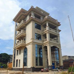 常州 黄金麻花岗岩石材别墅外墙干挂搭配（雕花栏杆花瓶柱门楼罗马柱）