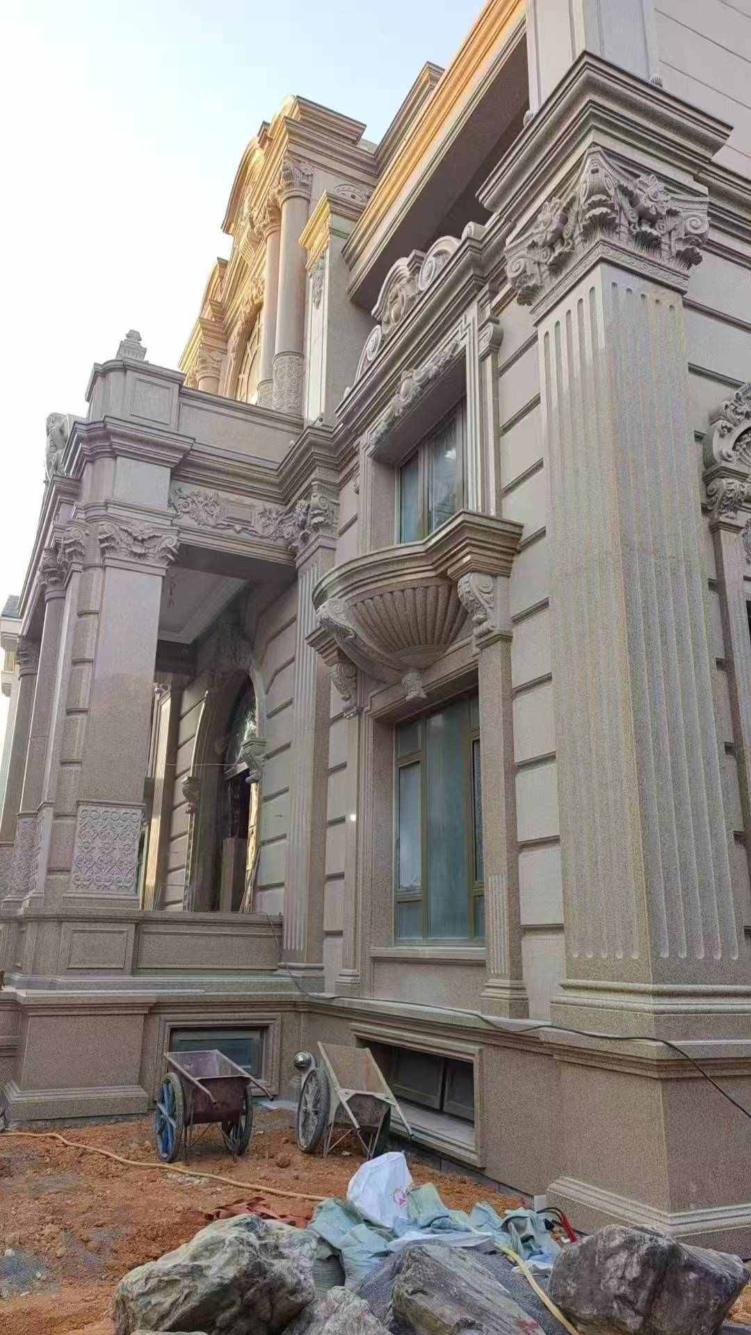 常州 黄金麻花岗岩光面别墅外墙干挂施工完成