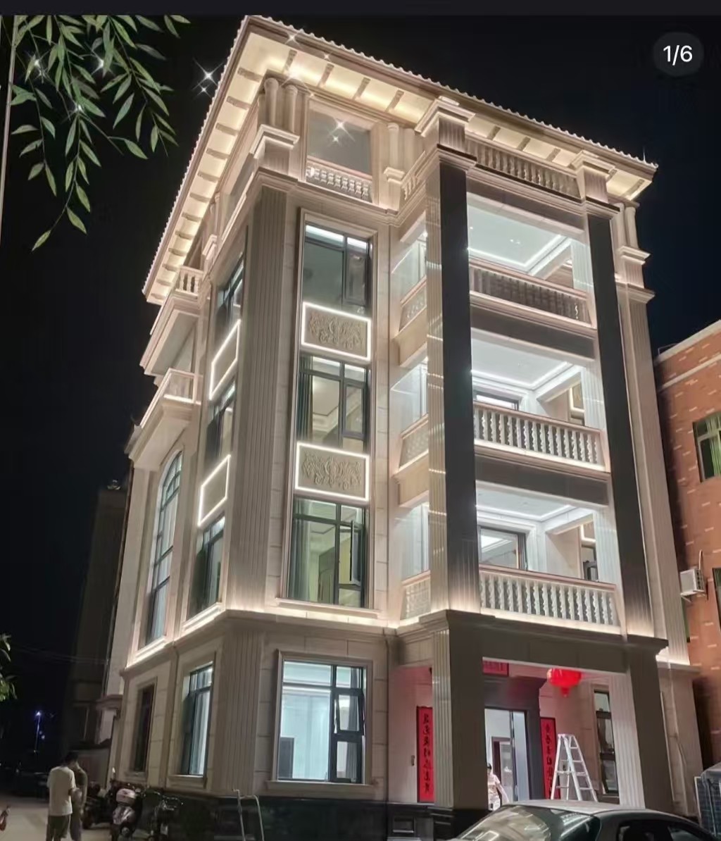 常州 芝麻白花岗岩别墅外墙夜间效果