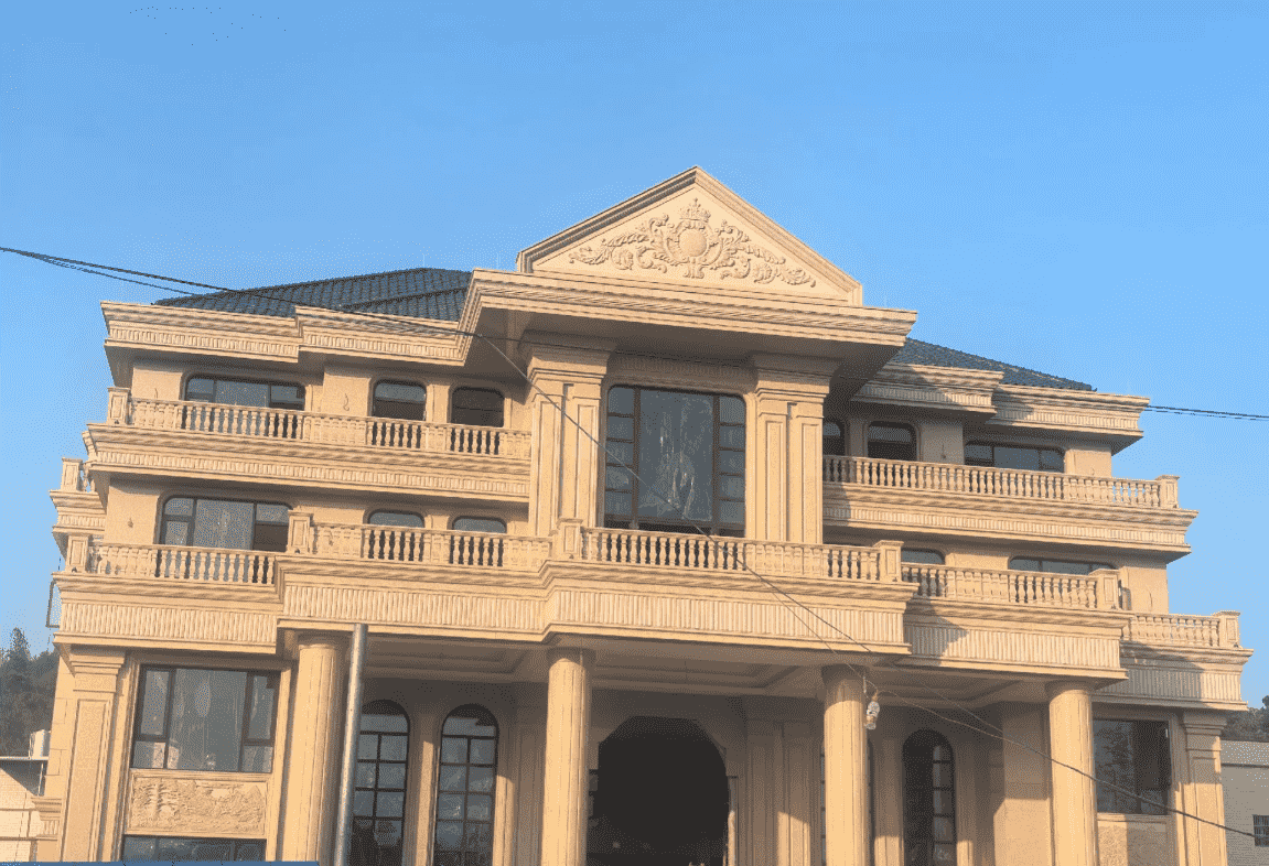 常州黄金麻别墅外墙干挂石材效果示例